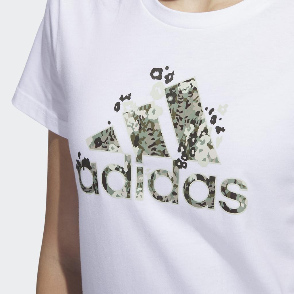 Adidas Letter Print Crew Neck Fitted Straight Short Sleeve T-Shirt Women Tops White H52233