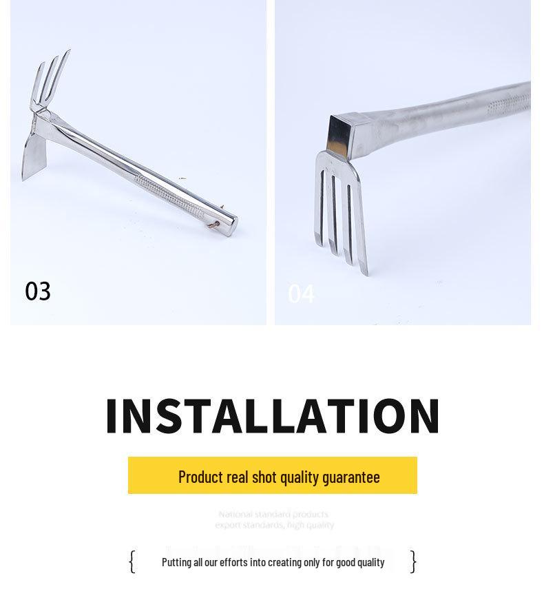 Stainless Steel Multi-functional Gardening Hoe: 2-in-1 Flat Handle for Planting & Soil Turning