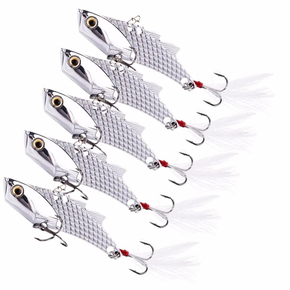 VIB Baits 1pc Metal 23g High Carbon Steel Hook Vibration Spoon Fishing Lure Bass VIB Artificial Fishing Tool