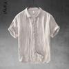 Men's Chinese Style Short-Sleeve Cotton Linen Shirt - Breathable, Casual Lapel Top
