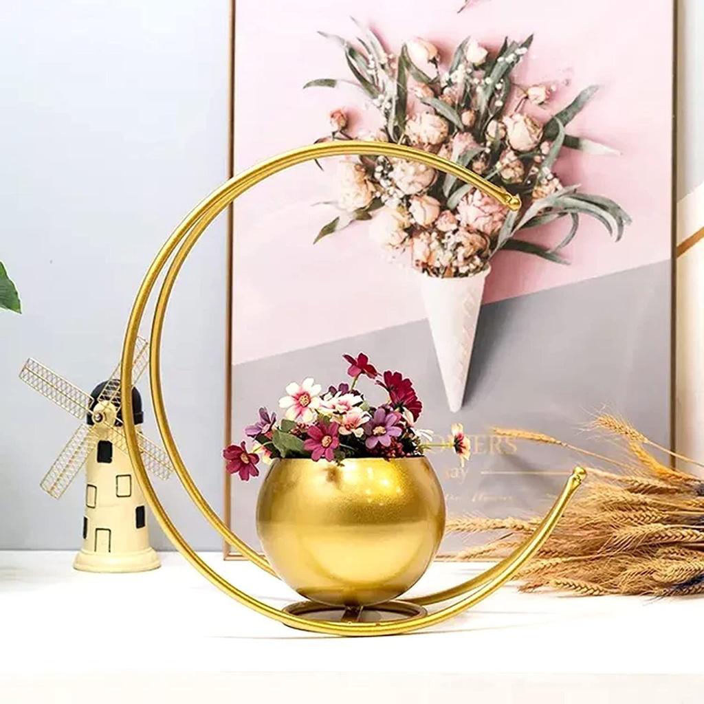 Obiecte decorative, obiecte decorative pentru masa de sufragerie, vaze cu flori pentru decorarea interioară, vază cu flori din metal, ghivece decorative pentru decorațiuni interioare, aurii