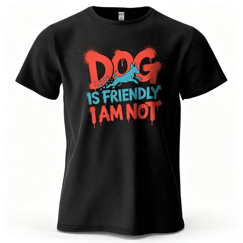 Unisexs Dog Is Friendly I Am Not Graphic Short Sleeve Tshirt Printed Tops Tee For Unisex Summer Casual Sportswear