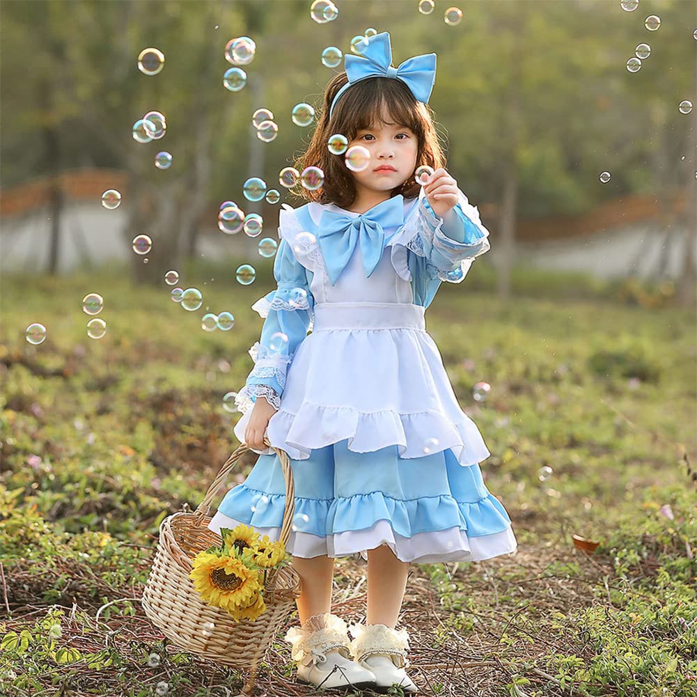 [Formemory] Alice In Wonderland Cosplay Costume, Alice Maid Outfit, Alice One-Piece Dress with Apron, Children's Dress, Halloween, Event, School