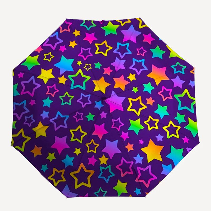 

1pc Colorful Stars Pattern Folding Umbrella, Durable, Suitable for Outdoor Activities or Rain, Suitable for Commuting yy251027053