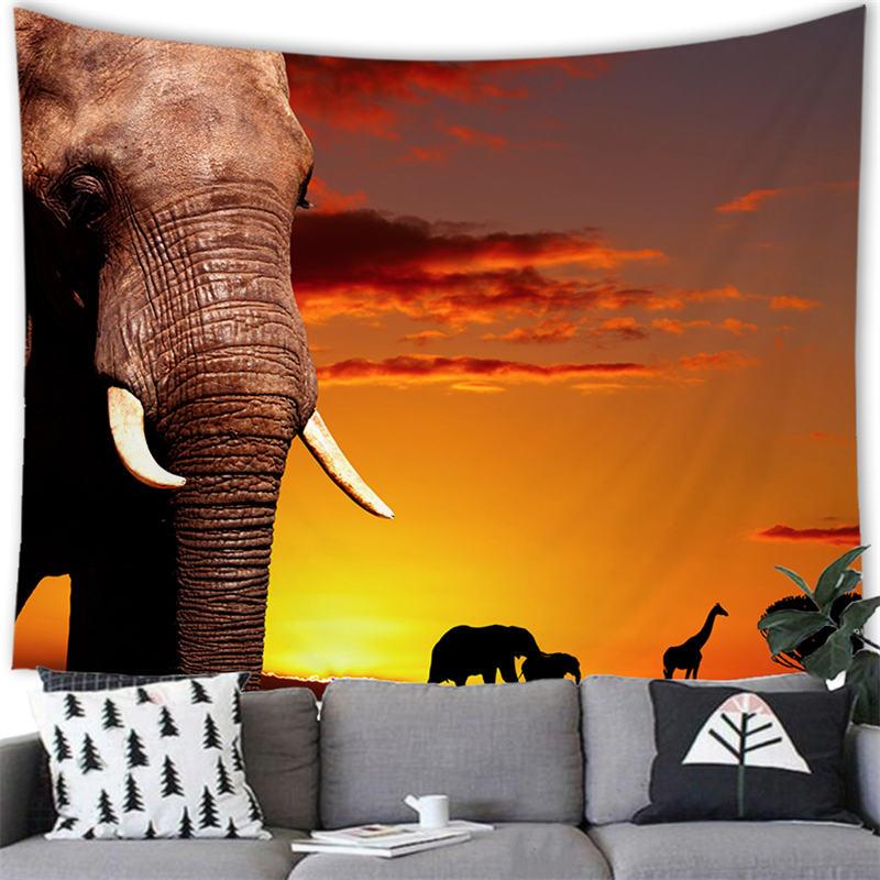 Elephant Tapestry Wall Hanging Wild Animal Creative Elephant Decorative Tapestry Wall Hanging Elephant Home Dormitory Decoration