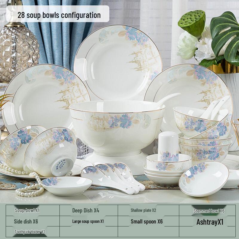 Jingdezhen Fairytale Bone China 28-Piece Dinnerware Set