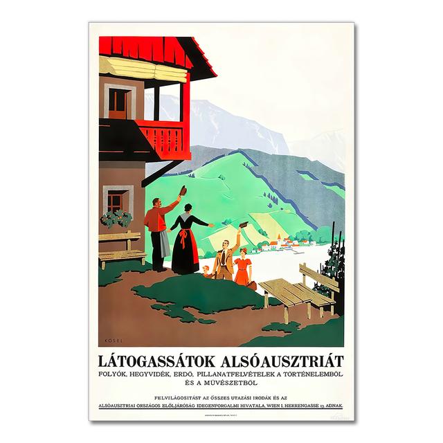 Ski In Austria Country Cable Car Vintage Travel Posters Canvas Painting Kraft Poster Coated Wall Sticker Home Decoration Gift No Frame