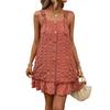 New Suspender Skirt Solid Color Texture Pleated Ruffle Edge Dress