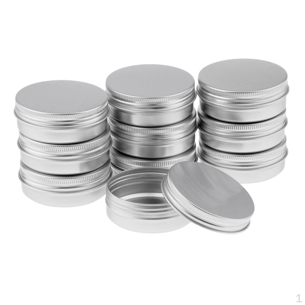 10x Empty Aluminium Travel Jar Pot Container With Lid