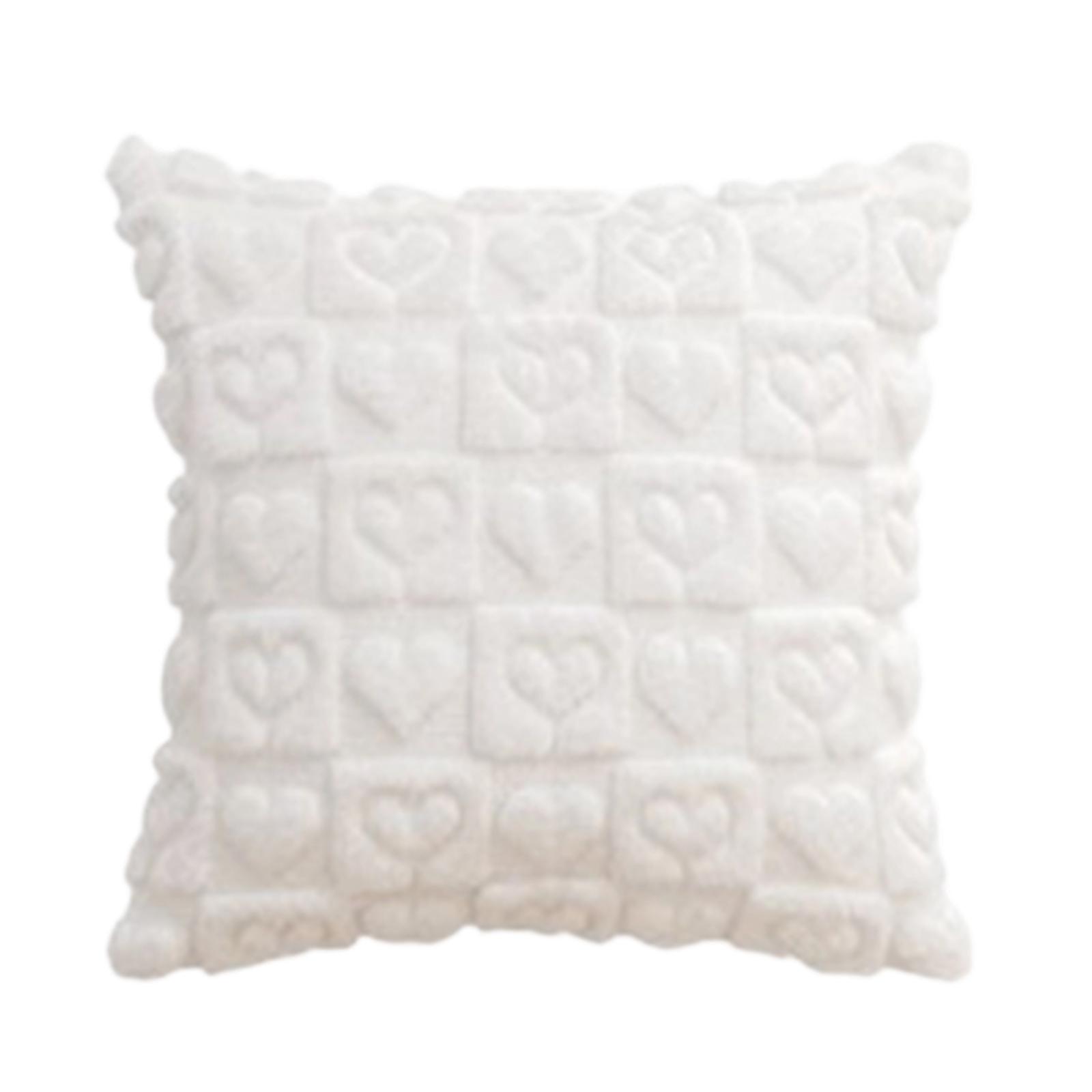 Heart-Patterned Plush Pillowcase 3d Heart-Shaped Velvet Surface Suitable For Living Room And Bedroom One Size белый 990₽
