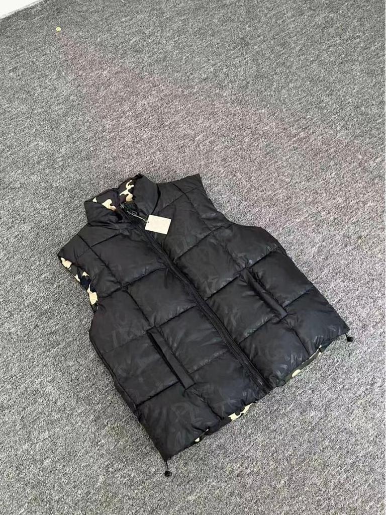 Autumn Reversible Camouflage Down Vest Jacket with Stand Collar