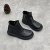Round-toed Flat Casual Side-zipped Women's Shoes with Short Boots
