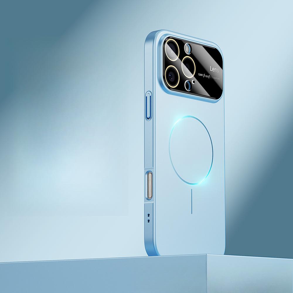 Eine neue PC-Hülle mit großem Fenster, ölspritzlackiertem dünnen Ring und Magnetverschluss für das iPhone 15 Pro Max, geeignet für Apple 16 Handyhüllen