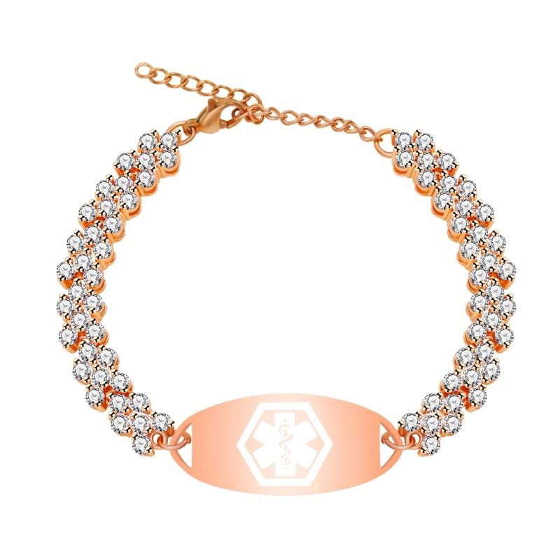 Stilvolles und Stabiles Verstellbares Symbolarmband Gefertigt aus Kupfer mit Zirkon für Gesundheitssicherheit