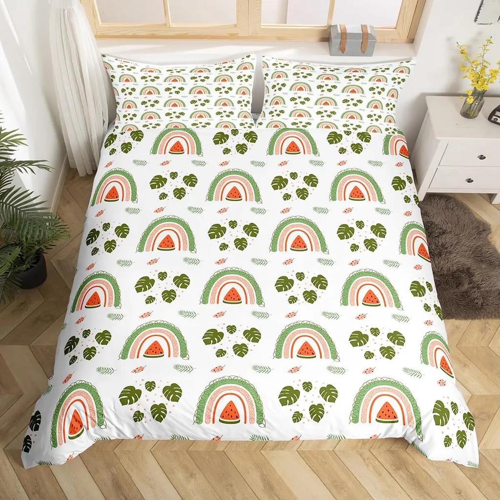 Cartoon Rainbow Sun Bedding Set For Girls Kids Bedroom Decor Comforter Cover Kawaii Art Duvet Cover Polyester Comforter Cover