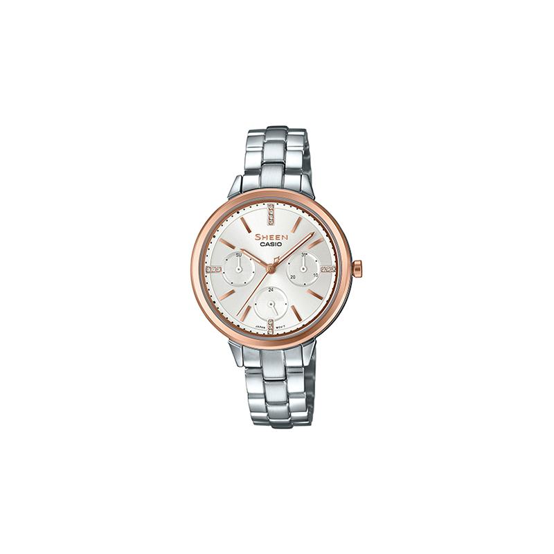 

Casio SHEEN series waterproof business quartz movement stainless steel strap Japanese and Korean watch women s watch white dial SHE-3510SG-7AUPRD білий