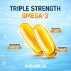 Nutrabud Omega 3 Fischöl Kapseln Dreifache Stärke 2500mg Nahrungsergänzungsmittel EPA DHA Zitronengeschmack Tägliches Wohlbefinden Packung mit 1 60 Stück
