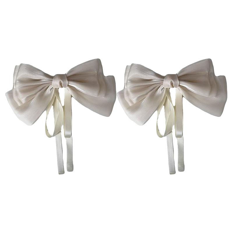 Mermaid Ji Pearlescent Satin Bow Hair Clip Women Summer Sweet Ribbon Spring Clip Fairy Hair Accessories