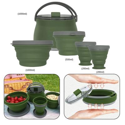 3/4/5Pcs Silicone Folding Kettle Camping Boiling Water Pot Leakproof Tea Coffee Cup Mug Outdoor Tableware Heat Resistant.