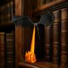 Fantasy Book Nook Dragon Bookshelf Light, 3D Printed Fire-Breathing Flying Dragon, Shelf Accent Lamp Reading Corner Lighting with LED Flame