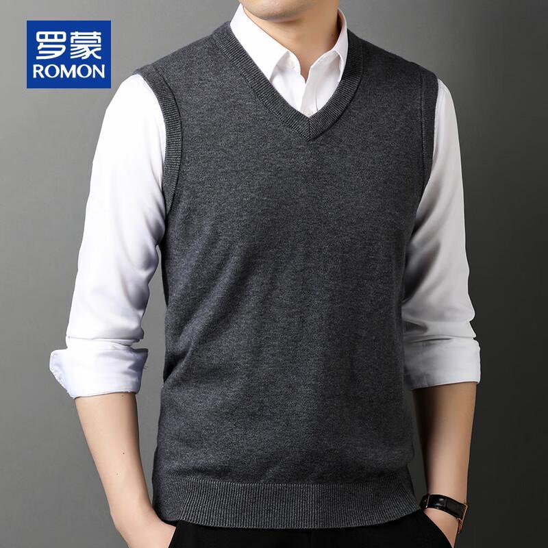 ROMON Men's V-Neck Knitted Business Casual Vest