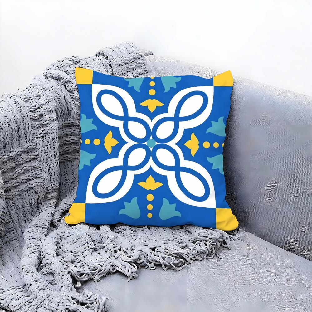 Exotic Portuguese Pattern Cushion Cover Premium Comfort Reversible Pillow Cove Two in One Design for Any Room Car Interior