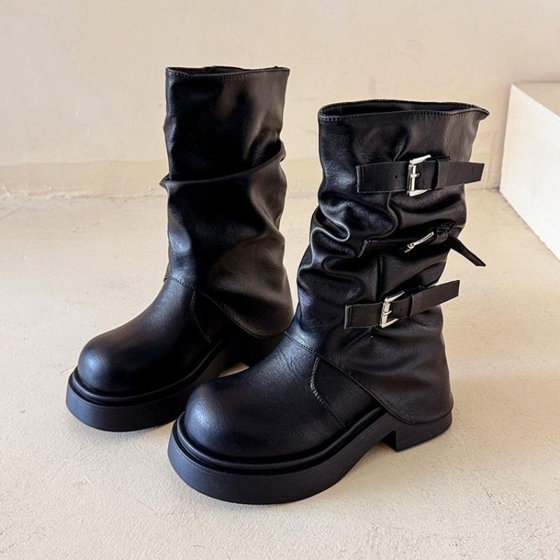 Fashion Block Heel Square Toe Fashion Boots 2025 New Early Autumn Mid-Tube Casual Sleeve Booties for Women