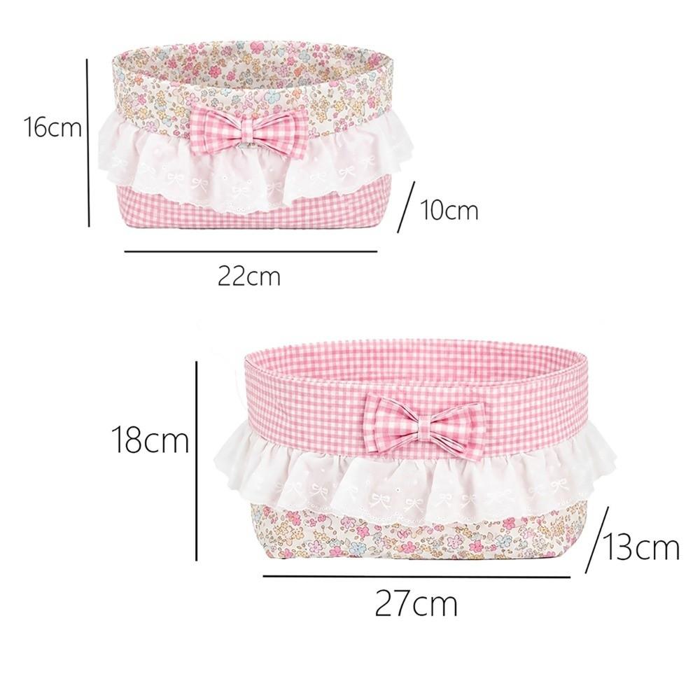 Portable Fabric Storage Basket Floral Pattern Desktop Organizer  Bedroom Storage