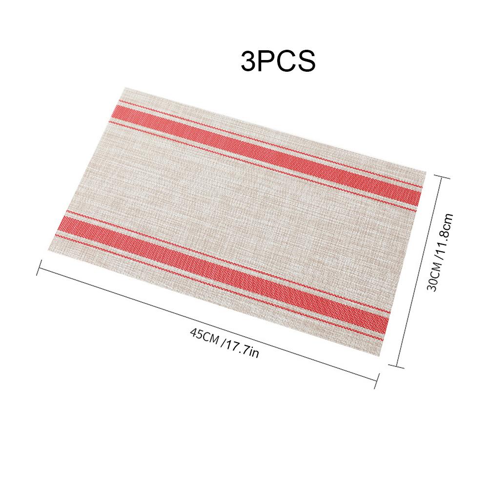 

3 шт. Полосатые подставки под тарелки Термостойкие плетеные виниловые ПВХ коврики для стола для обеденного стола Моющиеся as picture shown