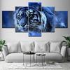The tiger blue background animal 5 Piece Wallpapers Art Canvas Print modern Poster Modular art painting Living Room Home Decor
