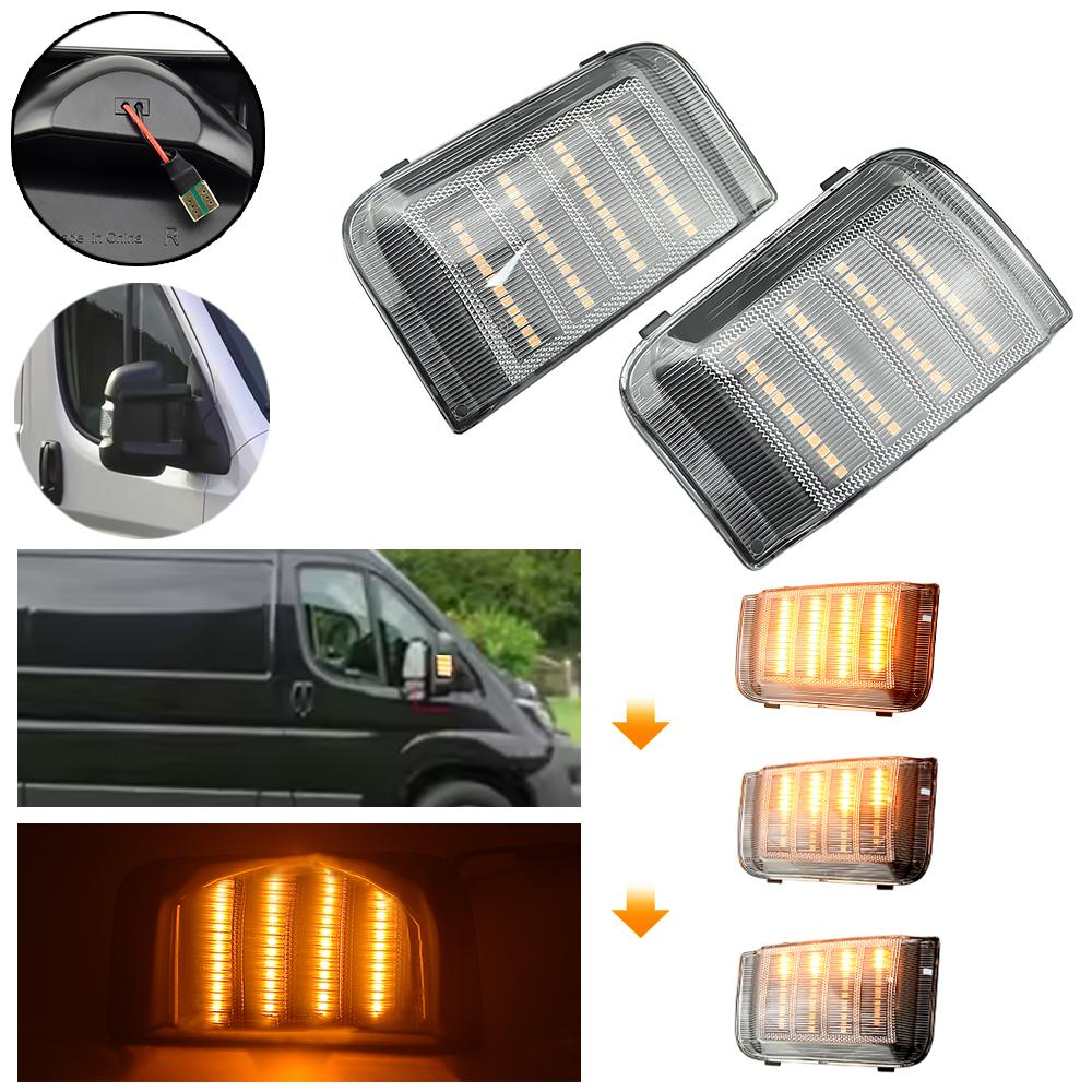 2 τμχ Δυναμικός Καθρέφτης για Peugeot Boxer Fiat Ducato Citroen Jumper RELAY RAM PROMASTER Φως LED Φλας Ενδεικτικό Στροφής