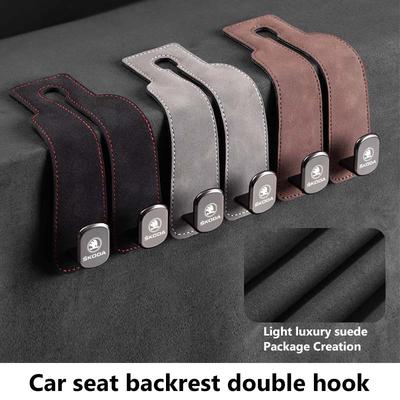 AAABR1 For Car Seat Back Double Hook Suede Hook Auto Interior Accessories Rapid Octavia Derivative Enyaq-iV VisionS Yeti Scala