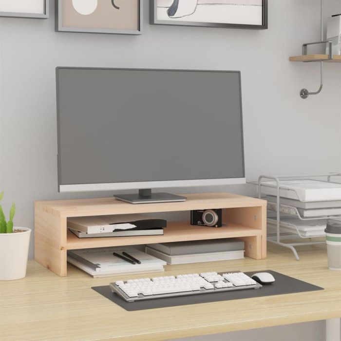 VidaXL Support pour moniteur (52-101)x22x14 cm Bois de pin solide 814014