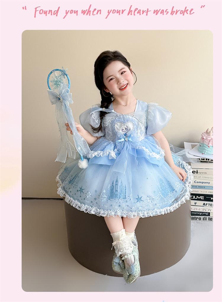 Girls' Summer Dress 2026 New Style Baby Girl Elegant and Beautiful Elsa Princess Dress Children's Summer Dress Dress
