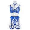 Women's Sexy Lace Lingerie Fashion Erotic Underwear Perspective Bra Garter Thong Set Ladies Nightclub Costume GZW