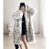 Imitation fur coat women's imitation fox hair long coat winter new fluff spotted long-sleeved coat