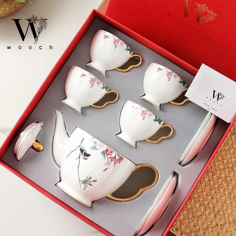 WOOCH English Garden Glass Teapot & 4-Cup Set Gift Box