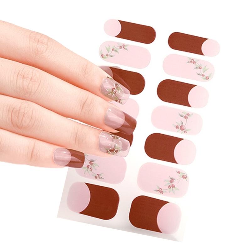 Nail Polish Stickers Self-Adhesive Nail Sticker Manicure Sticker Waterproof Full Wrap Nail Strips with Nail File