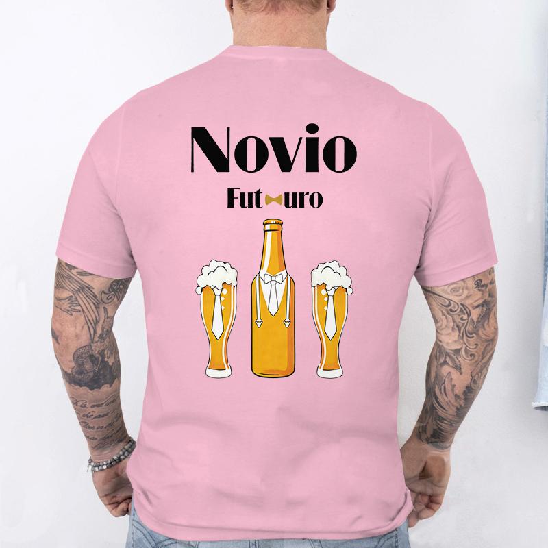 Spanish Unisex Novio Futuro Tees: Back Print Graphic Tops Team Groom Squad Tee 2026 Fashion Bachelor Party Single Farewell T-shirts
