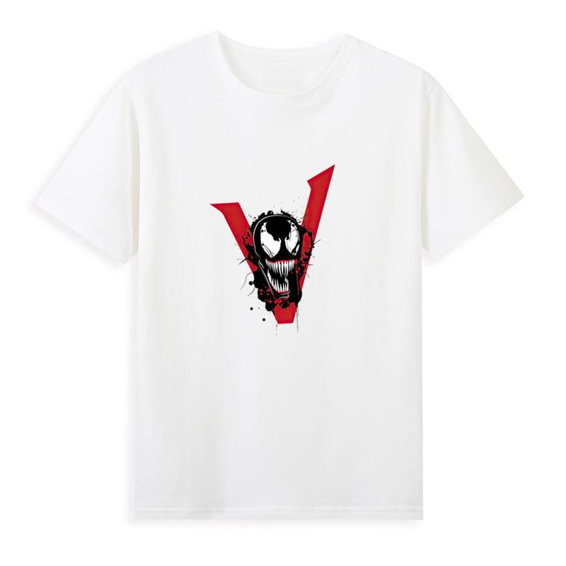 2026 Venom Marvel Peripherals Printed Childrens TShirt Roundneck Pure Cotton Family Clothing for Parents and Children