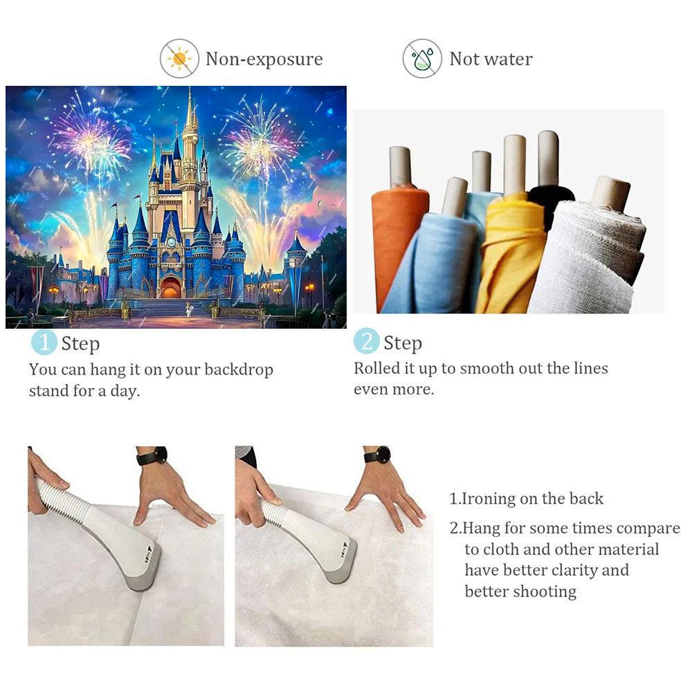 Princess Castle Fireworks Night View Ice Snow Banner Background Decor Kids Girl Birthday Party Poster Photography Wall Backdrop982