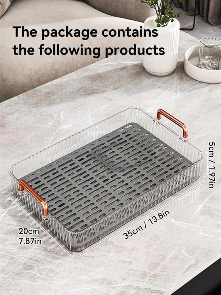 Kunststoff Doppel Schicht Tee Tablett Mit Griff Multifunktionales Rechteckiges Abtropf-Aufbewahrungstablett Zuhause Wohnzimmer Kuchen Obsttablett