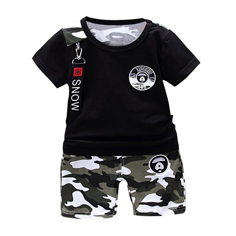 Summer Baby Boy Casual Short Sleeve T-shirt Camouflage Shorts Pants 2 Pcs Outfits Clothes Set