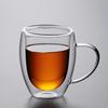 320ml 2pcs Set Double Layer Heat Resistant Glass Cup Coffee Cup with Handle Transparent Iced Latte Milk Juice Cold Drink Cups