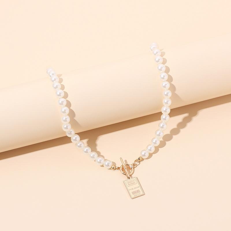 ins jewelry of the same style, English letter choker pearl necklace, new accessories necklace