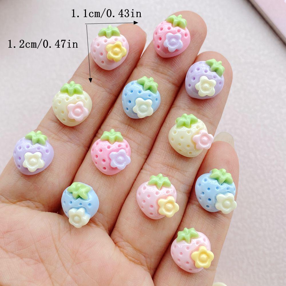 30Pcs Cute Mini Cartoon Strawberry Nail Art Resin Designer Charms DIY Craft For Nail 3D Decorations Jewelry