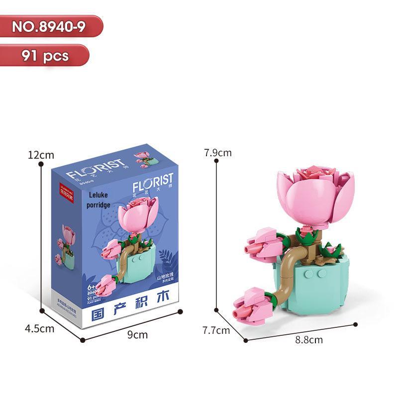 Succulent Bonsai Building Block Flowers - Compatible with Lego, Small Particle Assembly Toys for Girls