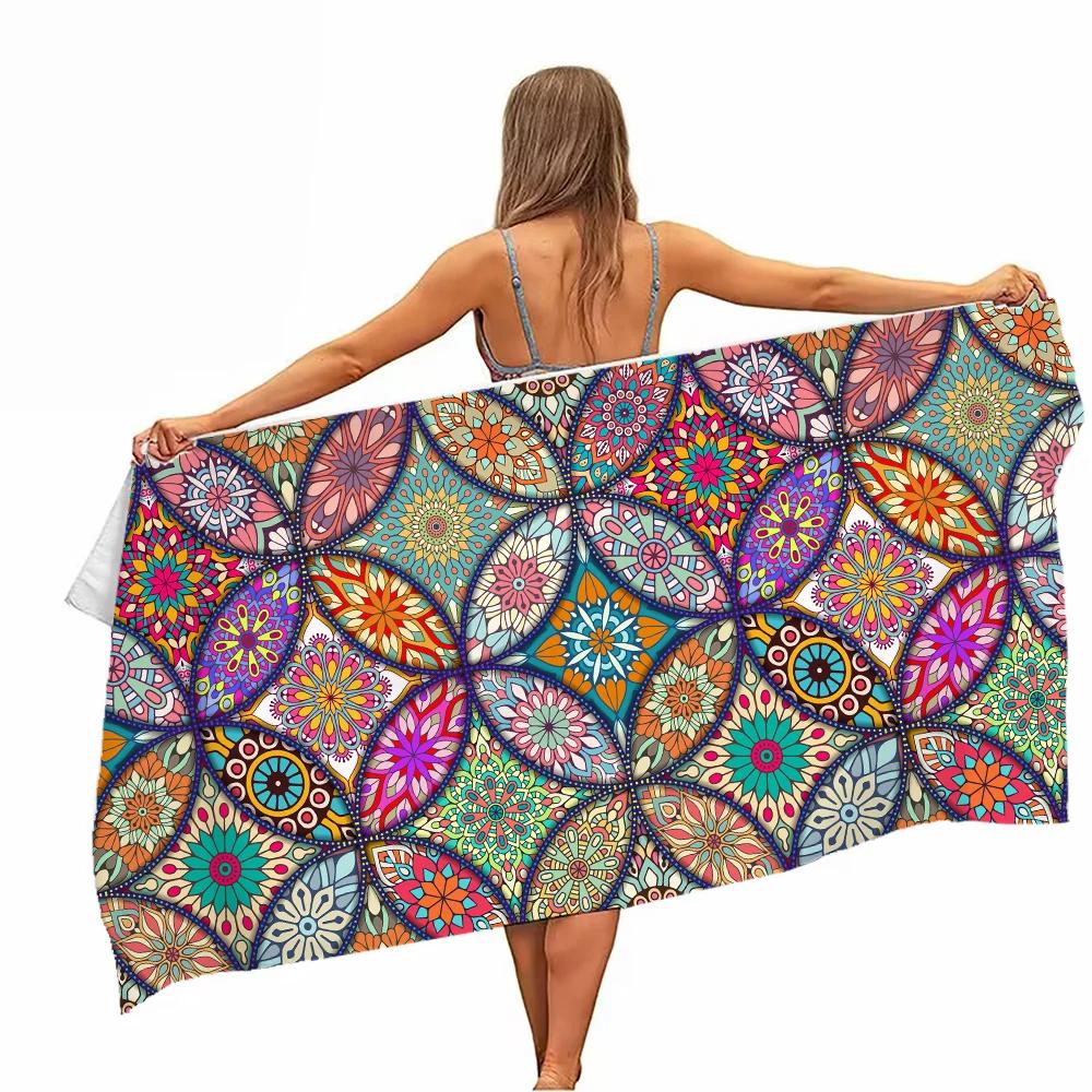 Mandala Pattern Microfiber Beach Towel - Soft, Absorbent, Quick-drying - Perfect for Swimming, Camping and Bathing