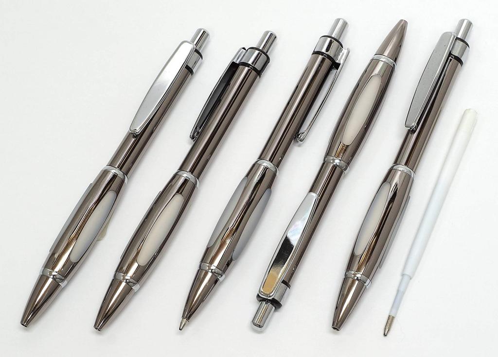 Takizawa White Pen Case with Metal Scorpion and Graphite Ballpoint Pen Set Hook-and-Loop (3-Pack) T23-NK01W-B989S-3