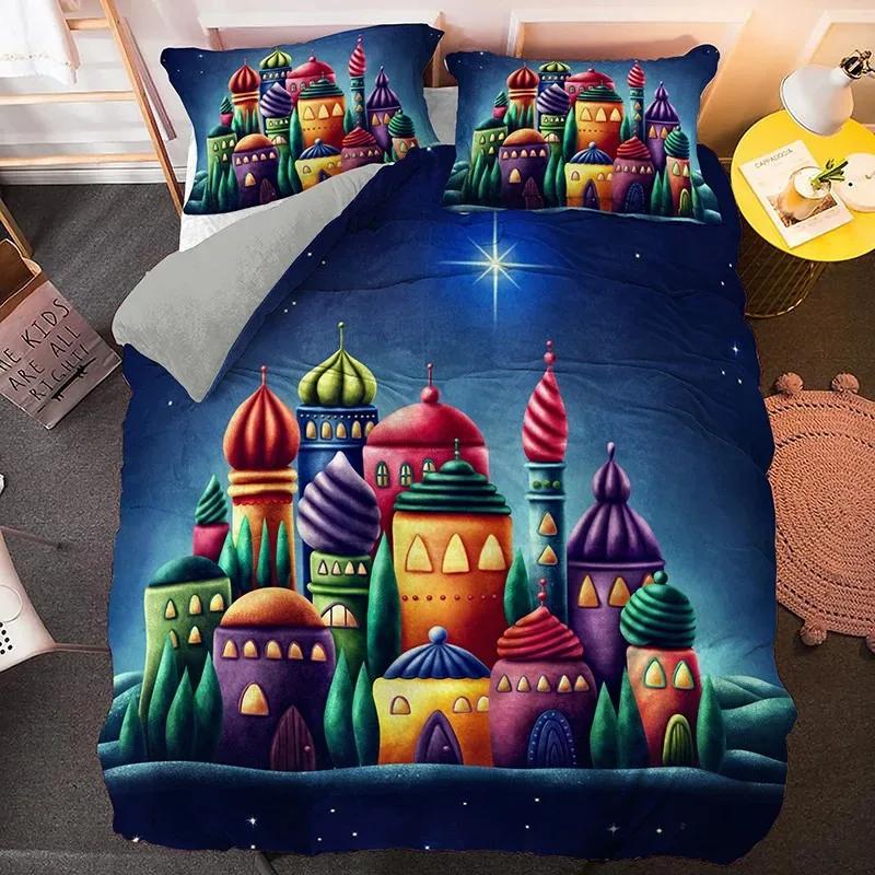Castle Duvet Cover Set Full Queen Size Medieval Castle Bedding Set Fairy Tale Myth Theme Quilt Cover Comforter Cover Set